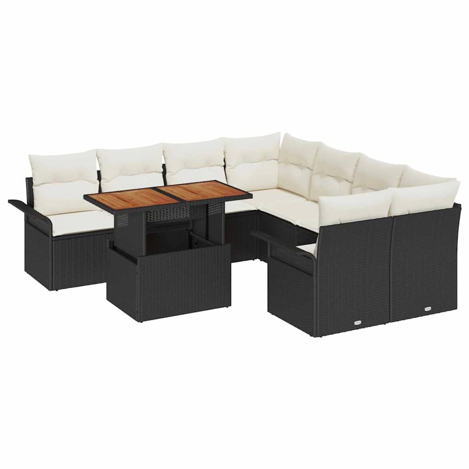 vidaXL Garten-Sofa-Set mit Speicher 9-Tlg Schwarz Poly Rattan 3358049 günstig online kaufen