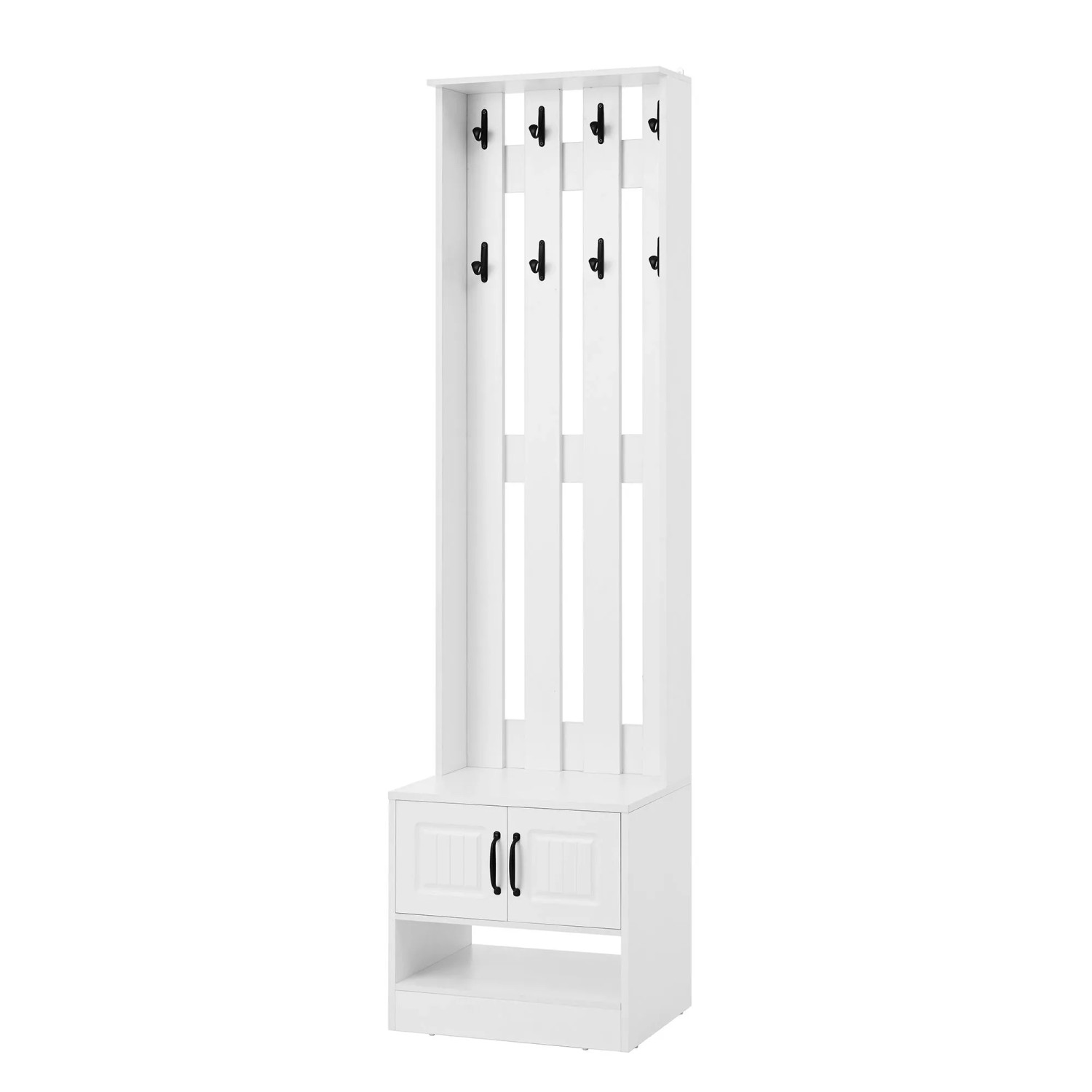 okwish Garderoben Set mit 2 Türen 8 Haken Flur 50x190x36cm Weiß