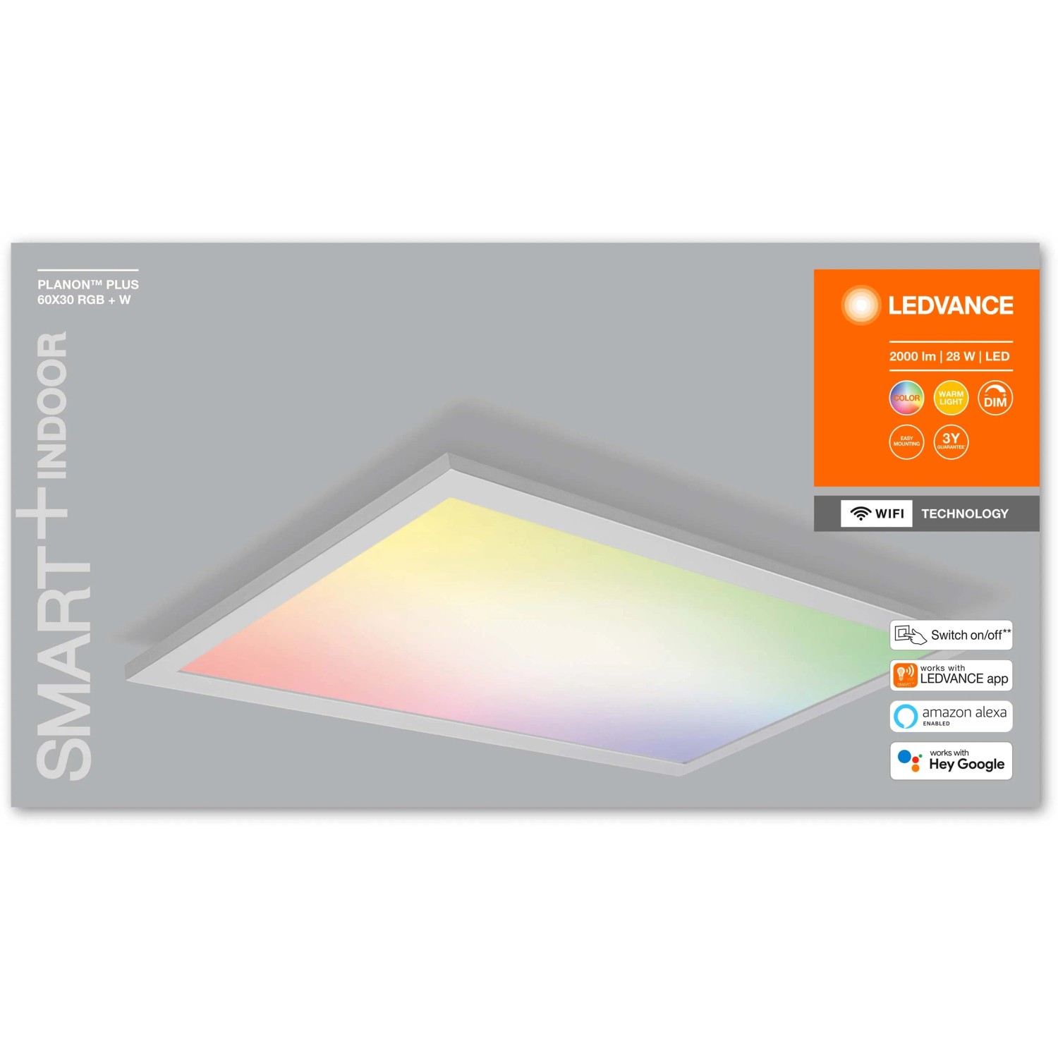 Ledvance Smart+ WiFi Planon Plus RGBW Deckenleuchte, 600x300mm, Farbwechsel.