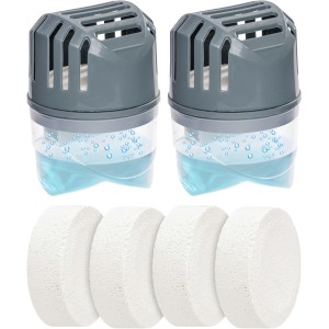 Wenko Feuchtigkeitskiller 2er-Set grau mit 4 Nachfüllern zur Luftentfeuchtung in Räumen.