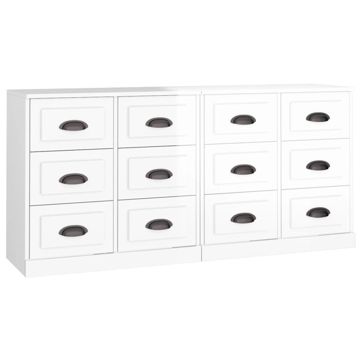 vidaXL Sideboards 2 Stk Hochglanz-Weiß Holzwerkstoff 3185281