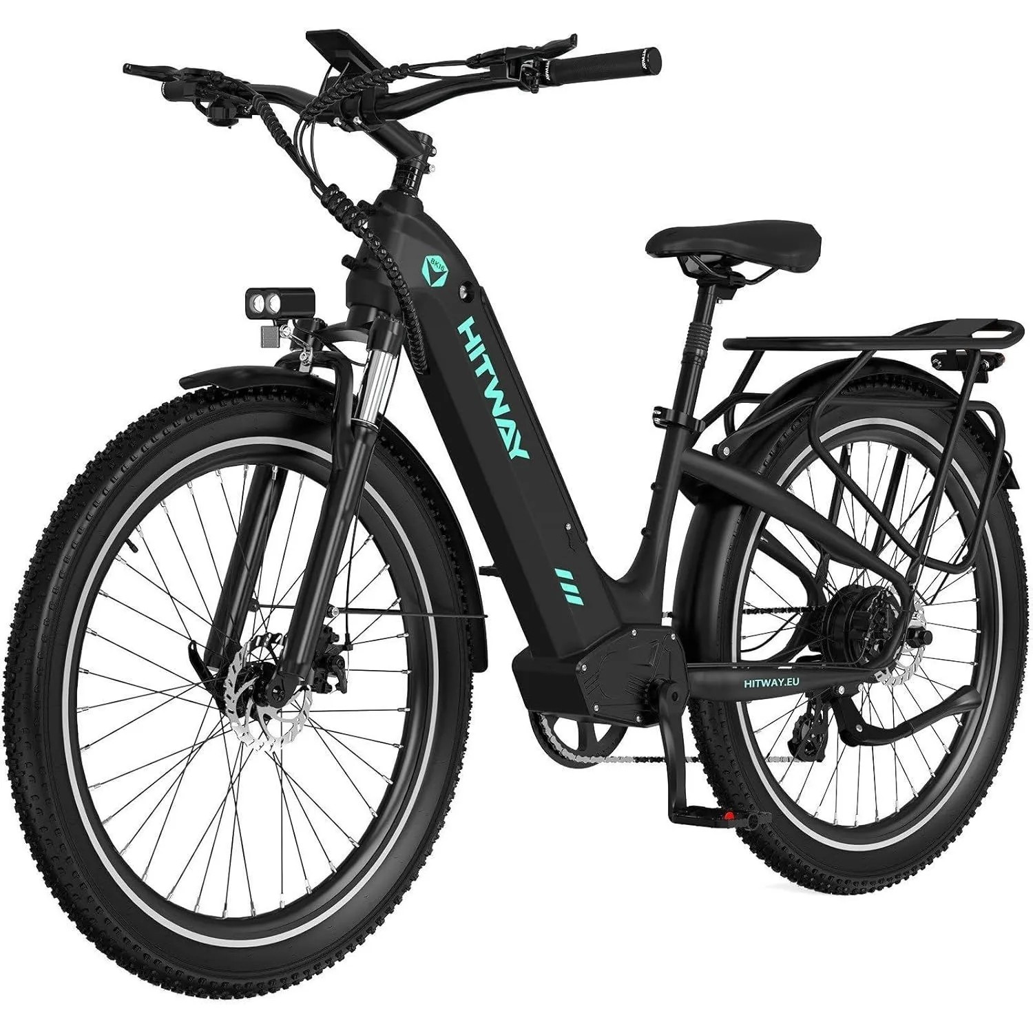 HITWAY E-Bike BK16 26×3,0 Zoll 18Ah Akku Reichweite 55-80KM 250W 7-Gang APP NFC