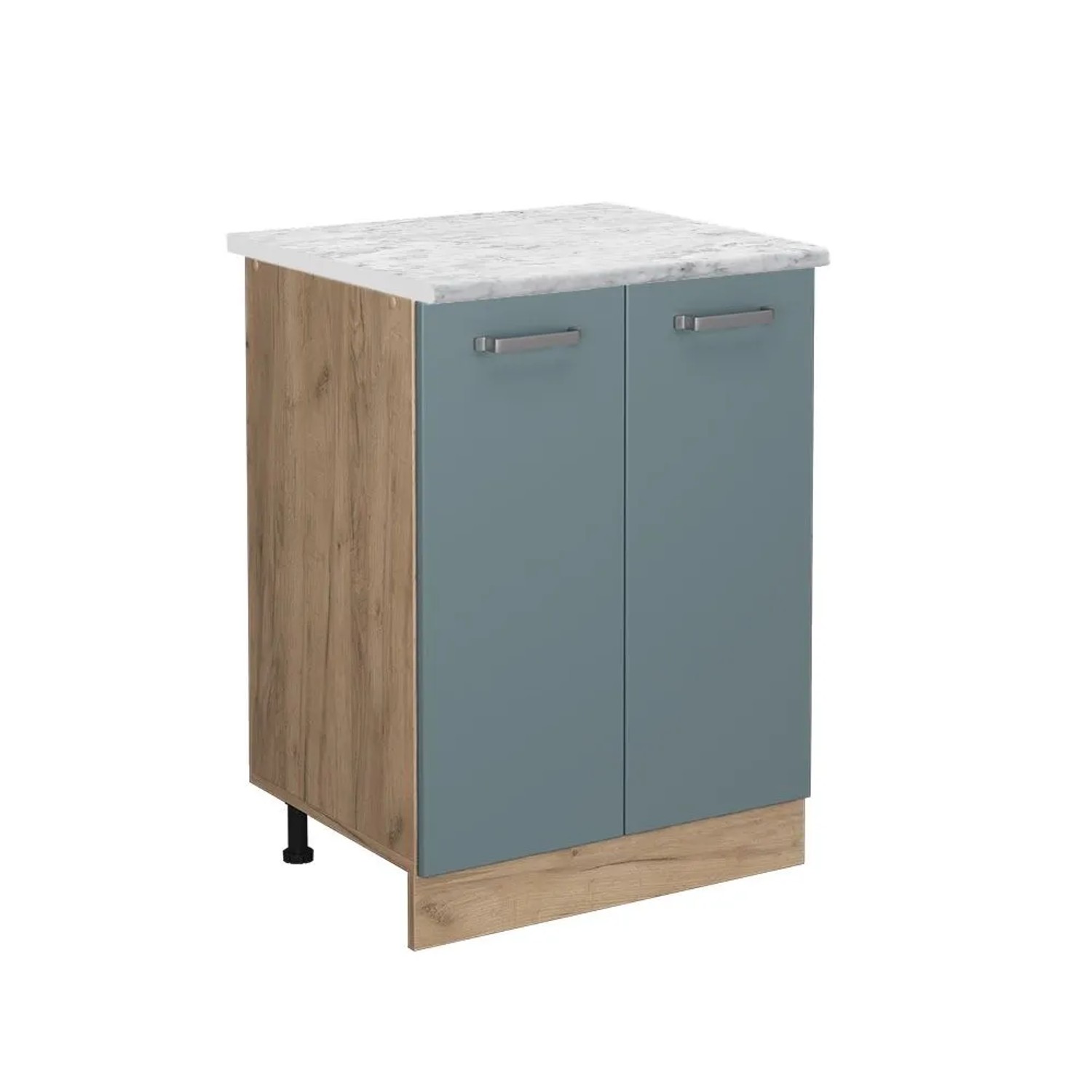 Vicco Küchenunterschrank R-Line Blau-Grau Goldkraft Eiche 60 cm AP Marmor