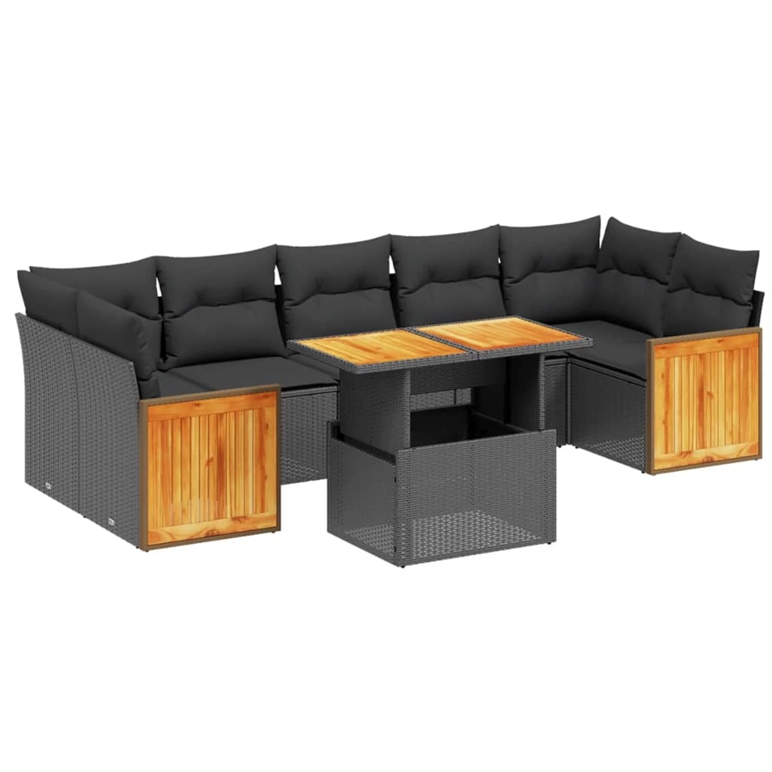 vidaXL 8-Tlg Garten-Sofagarnitur mit Kissen Schwarz Poly Rattan 3273869 günstig online kaufen