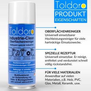 6x Toldoro Industriereiniger, 400ml Spray zur Etiketten- und Klebereste Entfernung.