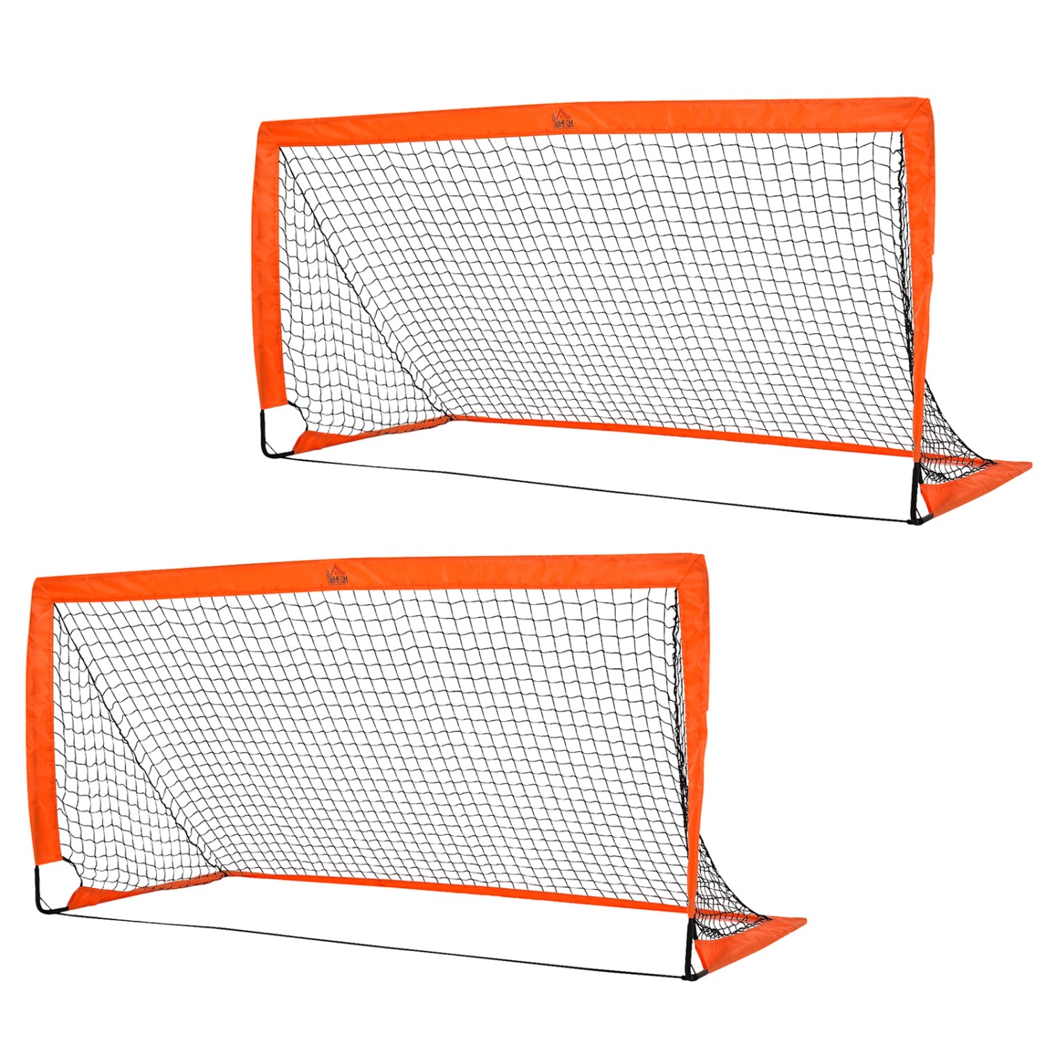 HOMCOM Fußballtor Metall  Oxfordstoff Orange 183L x 90B x 90T cm