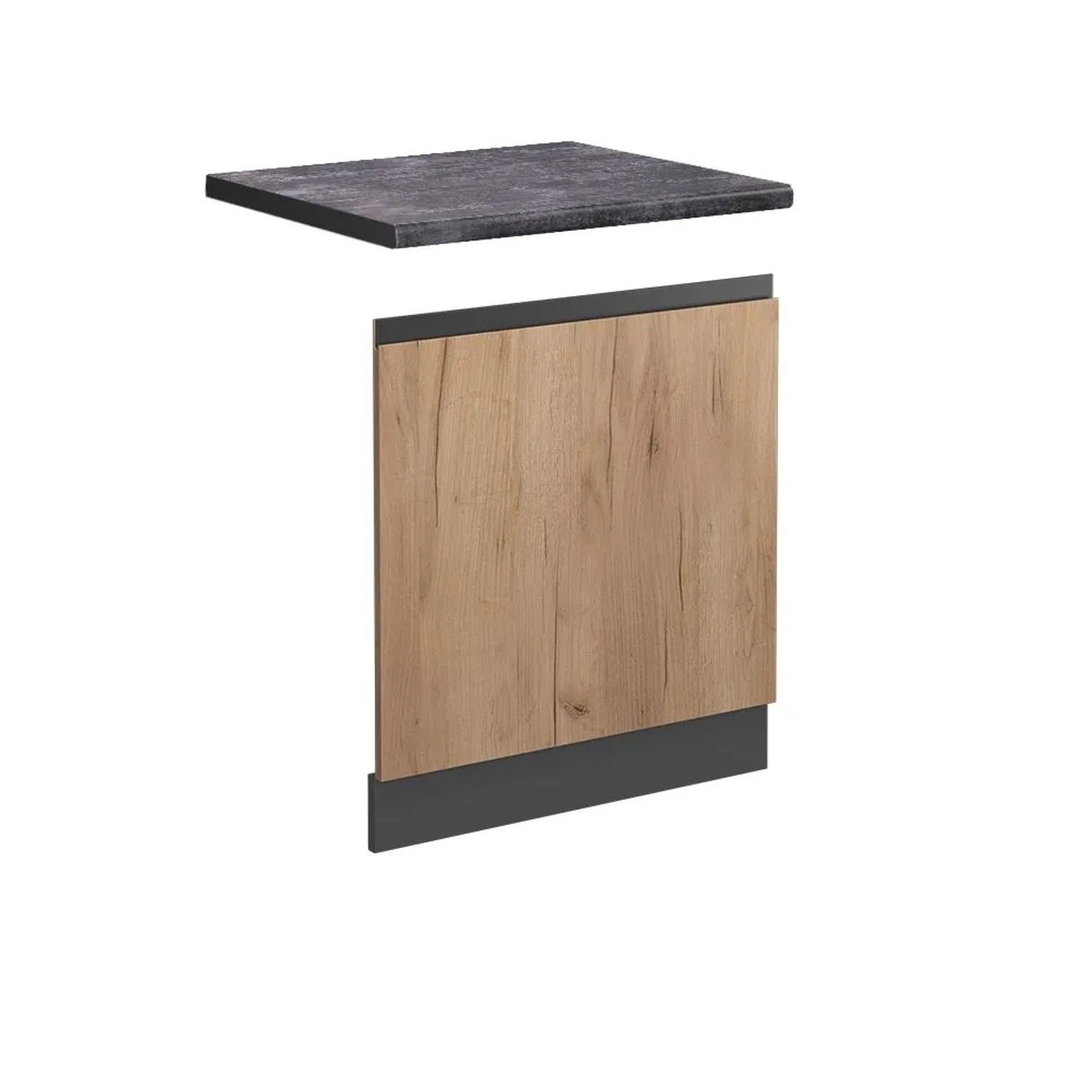 Vicco Frontblende R-Line Goldkraft Eiche Anthrazit 60 cm J-Shape AP Anthrazit mit Anthrazit Korpus