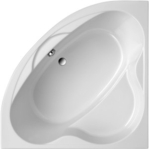 Ottofond Eckwanne-Set, 140x140 cm, Weiß, Aufsicht. Badewanne mit Ab- und Überlaufgarnitur.