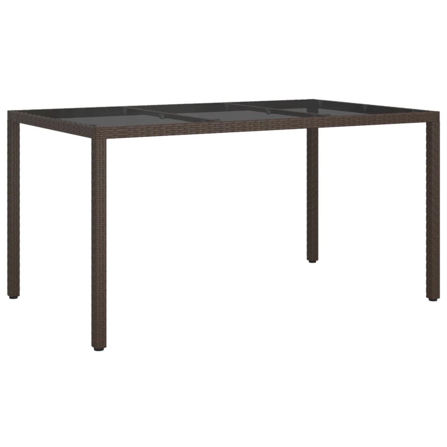 vidaXL Gartentisch 150x90x75 cm Gehärtetes Glas Poly Rattan Braun 316704