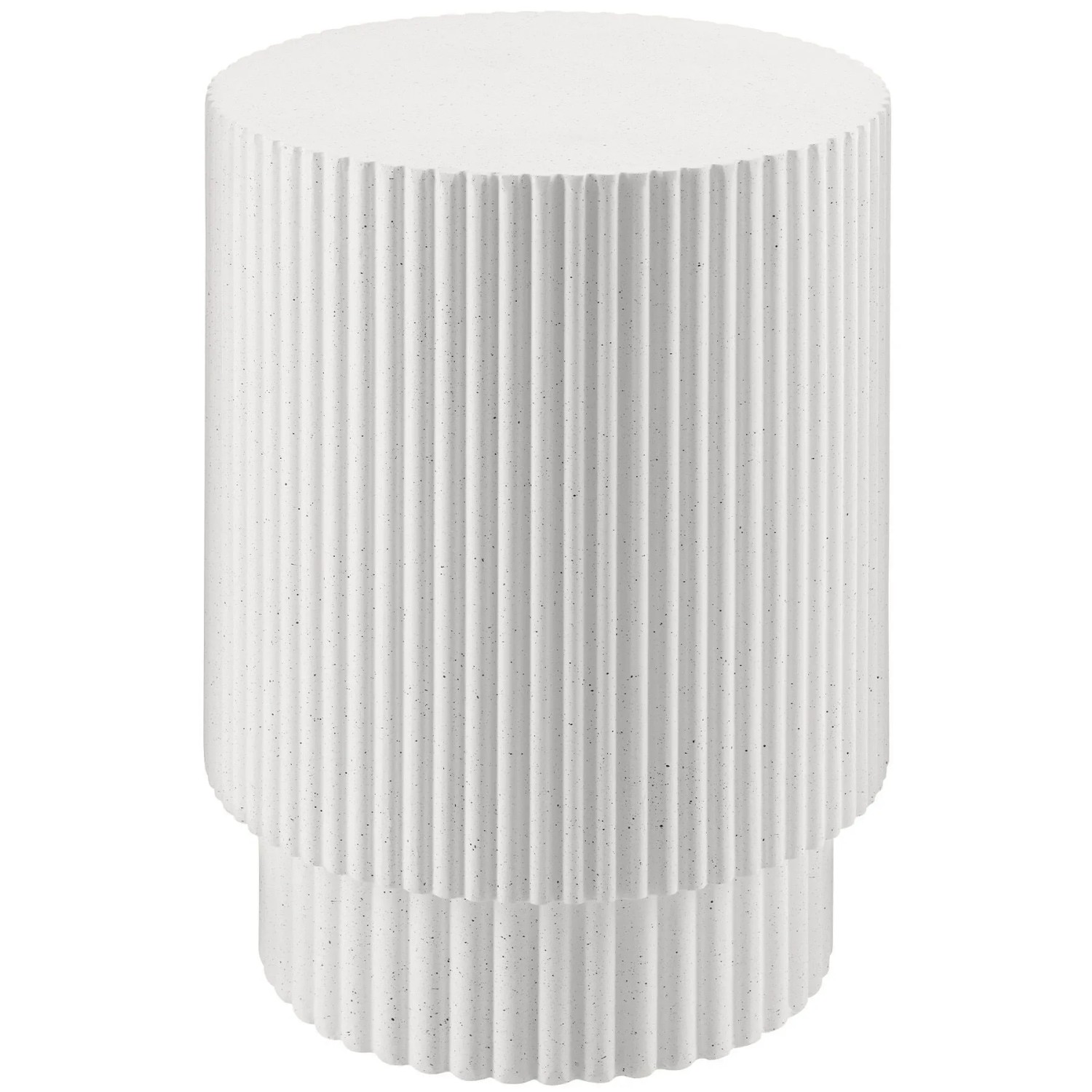 Tectake Beistelltisch Amira Betonoptik  Rund  Mit Vertikaler Rillenstruktur Wetterfestes Magnesiumoxid  38 x 38 x 51 cm Creme