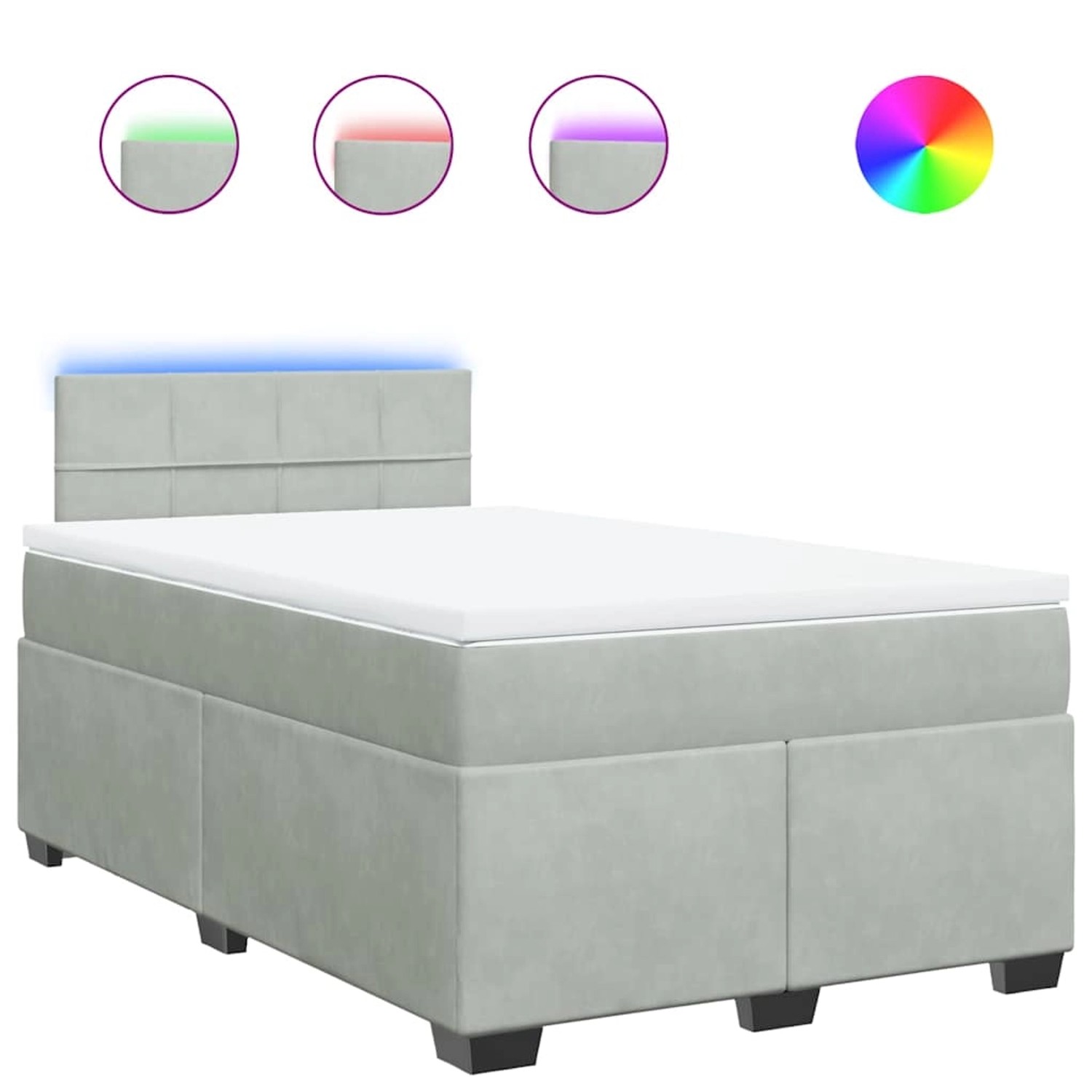 vidaXL Boxspringbett mit Matratze Hellgrau 120x190 cm Samt 3288558 günstig online kaufen