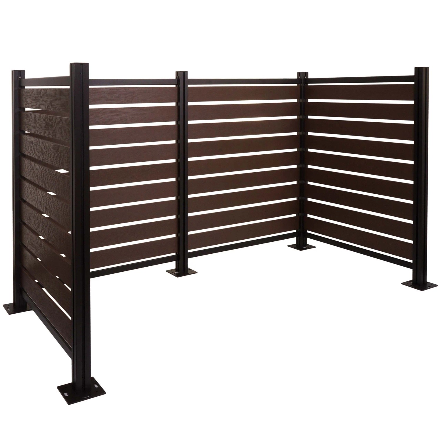 PROREGAL Alu Mülltonnen-Zaun HxBxT 130x206x110cm Mülltonnenverkleidung Braun Holzoptik Erweiterbar
