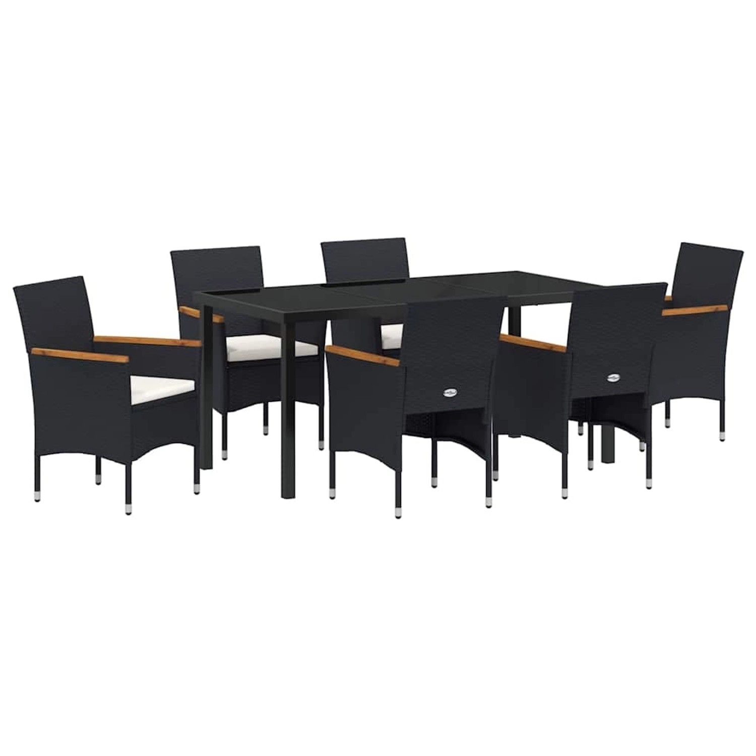 vidaXL Garten Essgruppe mit Kissen 7-Tlg Schwarz Poly Rattan 3379755 günstig online kaufen