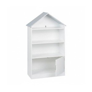 Relaxdays Kinderregal MDF Weiß Grau Hausform 115 cm x 68 cm x 28 cm 16,4 kg