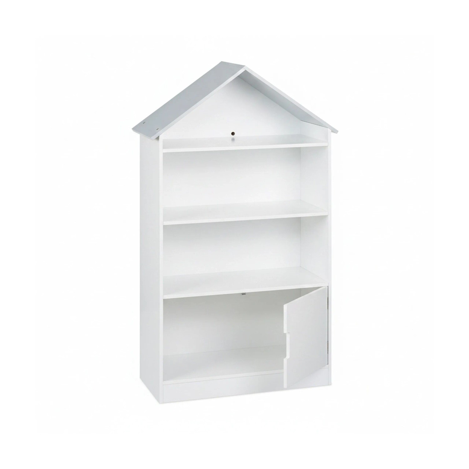 Relaxdays Kinderregal MDF Weiß Grau Hausform 115 cm x 68 cm x 28 cm 16,4 kg