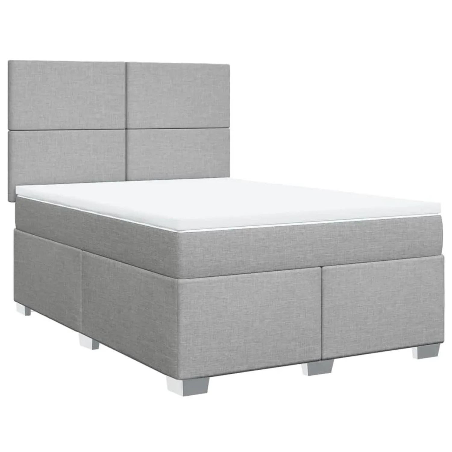 vidaXL Boxspringbett mit Matratze Hellgrau 160x200 cm Stoff 3290532
