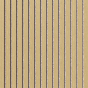 Akustikpaneel Muster Eiche unbehandelt, braune Holzleisten auf grauem Filz. Wandpaneel für bessere Raumakustik.