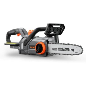 FUXTEC 20V Akku-Kettensäge FX-E1KS20, grau-orange, mit 25 cm Schwertlänge für Gartenarbeiten an Ästen und Bäumen.