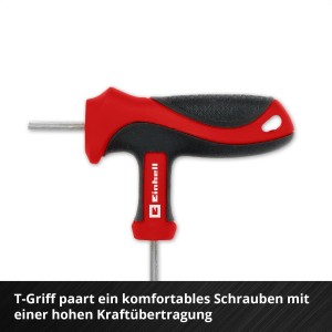 Einhell T-Griff Schraubendreher, 9-teiliges Werkzeug-Set mit ergonomischem Griff für hohe Kraftübertragung.