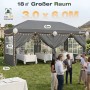 Grauer Sekey Faltpavillon 3x6m mit Fenstern und Seitenteilen, als Partyzelt im Garten. Wasserdicht, Pop Up, Sonnenschutz für Events.