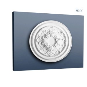 Weiße ORAC DECOR R52 LUXXUS Deckenrosette mit Rokoko-Muster, 69,5 cm Durchmesser.
