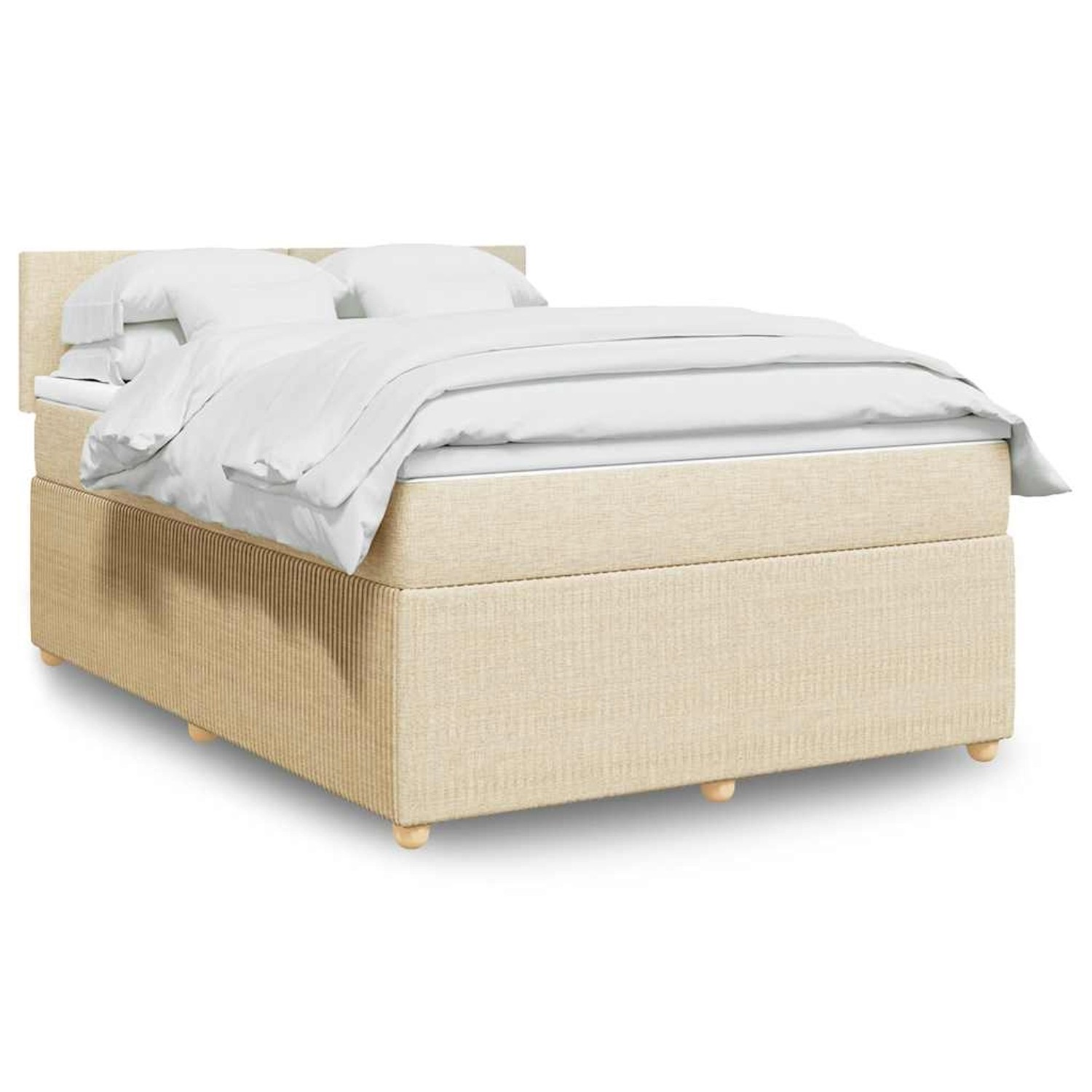 vidaXL Boxspringbett mit Matratze Creme 140x190 cm Stoff 3289749 günstig online kaufen
