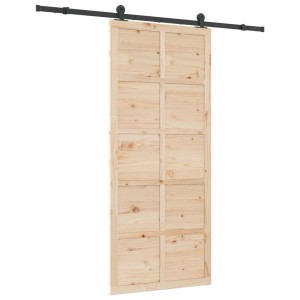 vidaXL Schiebetür Braun 100 x 208 cm Massivholz Kiefer 3381172