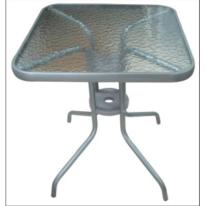 Lex Bistrotisch Balkontisch Gartentisch Terrassentisch Glastisch Silber 60x60 cm