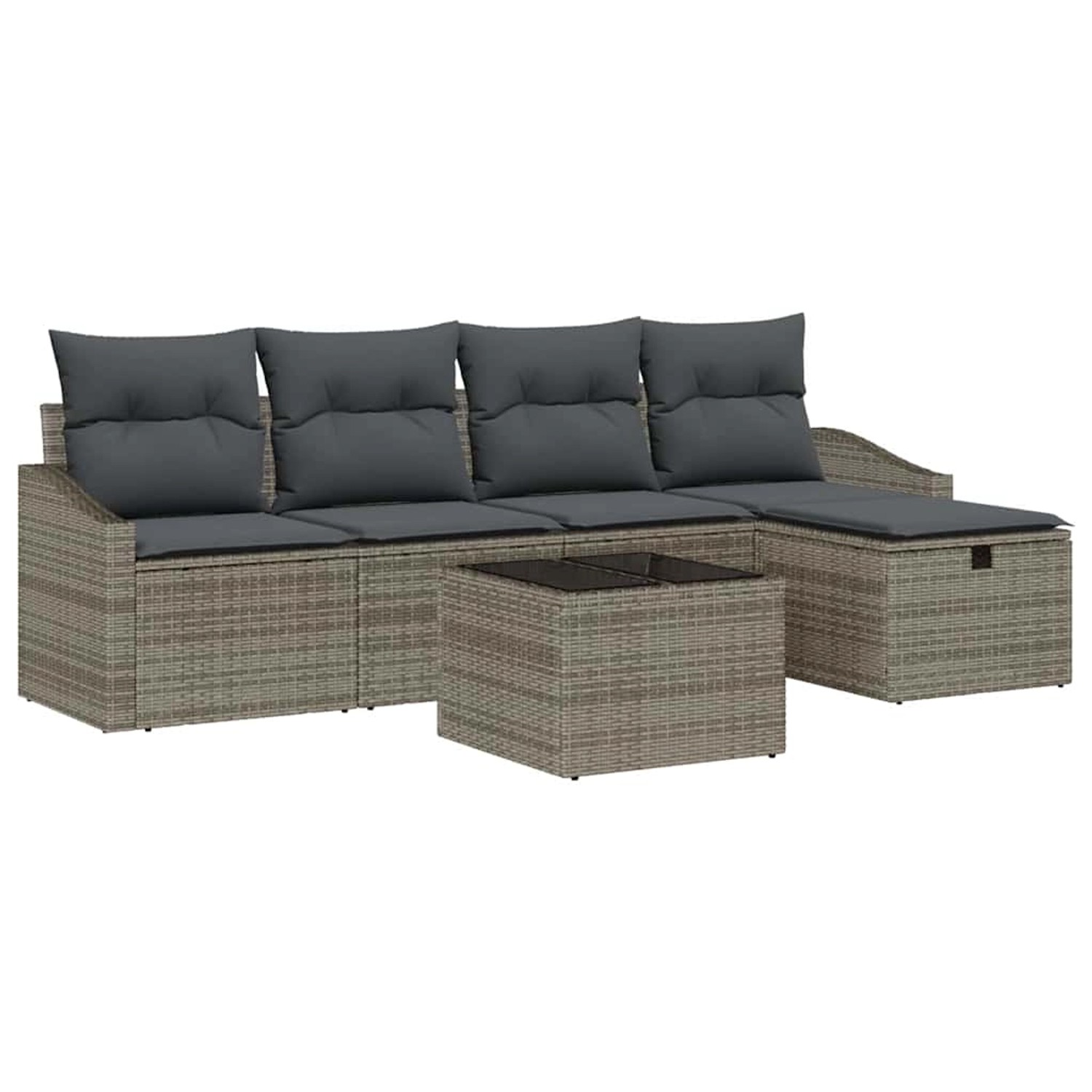 vidaXL Garten-Sofa-Set mit Kissen 6-Tlg Grau Poly Rattan 3359268 günstig online kaufen