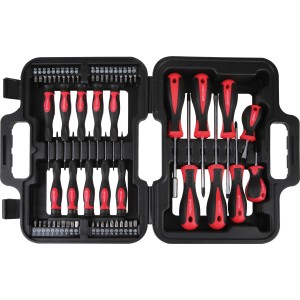 LUX Schraubendreher-Set, 58-teilig, mit Schlitz-, Kreuzschlitz-, TX- und Innensechskant-Schraubendrehern im Koffer.