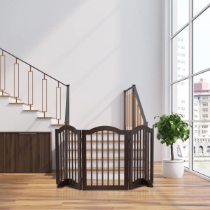 Relaxdays Absperrgitter MDF Bambus Braun Verstellbar 70 cm x 154 cm x 30 cm