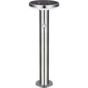 Moderne Solar-Wegeleuchte Porto aus rostfreiem Stahl mit Sensor für den Garten.