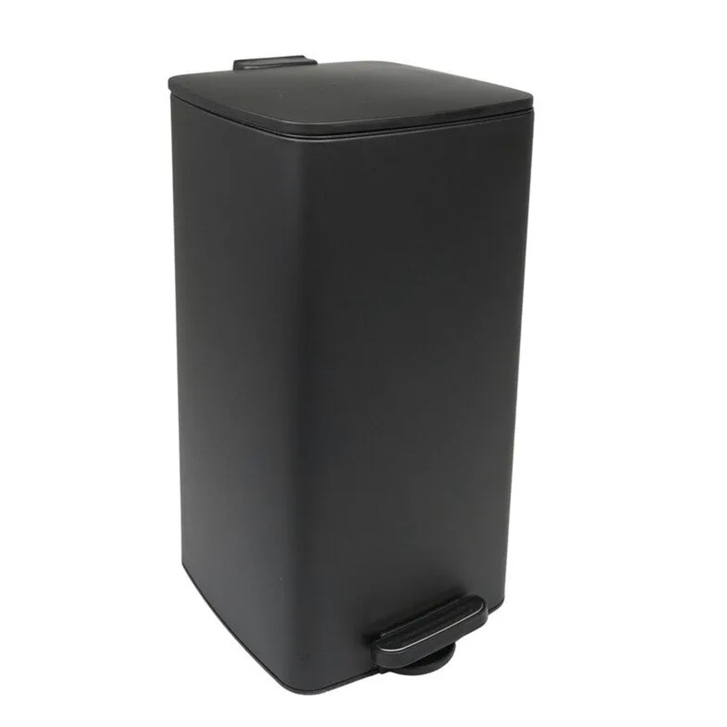 PROREGAL Mülleimer Küche Bad 60L Abfalleimer Mit Softclose & Stay-Open Deckel Fußpedal & Inneneimer Stahl Matt Schwarz Rechteckiger Tretmülleimer