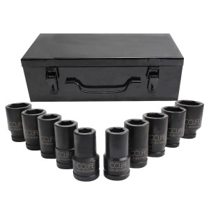 CCLIFE 3/4 Zoll Kraft Schlagschrauber Nüsse 10tlg Sechskant Nuss Schlagnuss 22-50MM Lang Steckschlüsselsatz Stecknuss Set