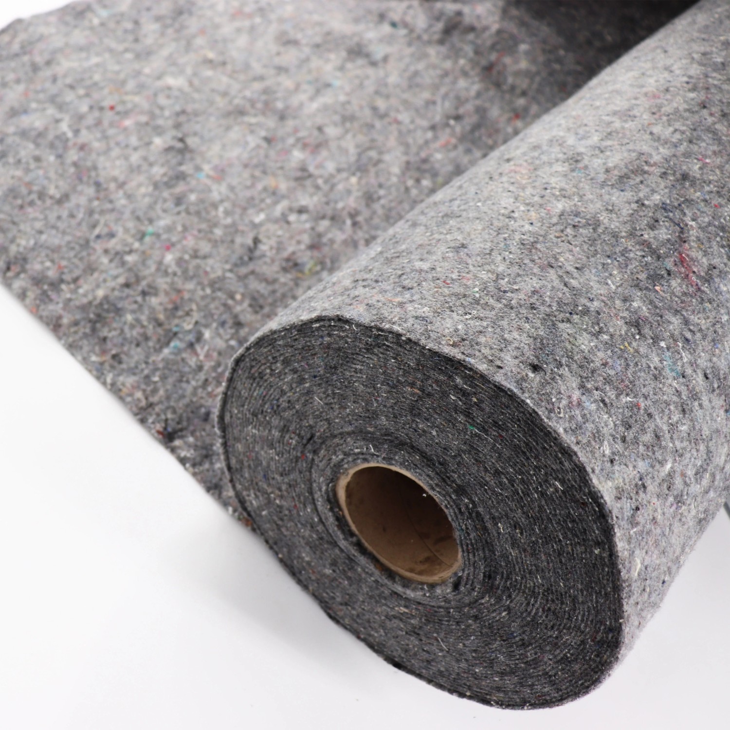 Graues Aquagart Teichvlies 300g (30m²) als Schutz für Teichfolie, aufgerollt.