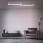 Dimmbare Brilo LED Deckenleuchte Frame, 110cm, Chrom-Alu, mit Fernbedienung zur Farbtemperatursteuerung.