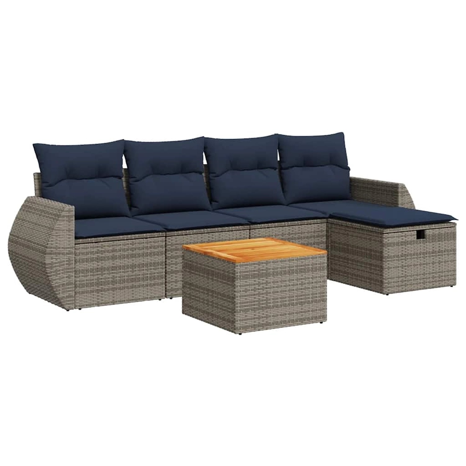 vidaXL 6-Tlg Garten-Sofagarnitur mit Kissen Grau Poly Rattan 3325841 günstig online kaufen