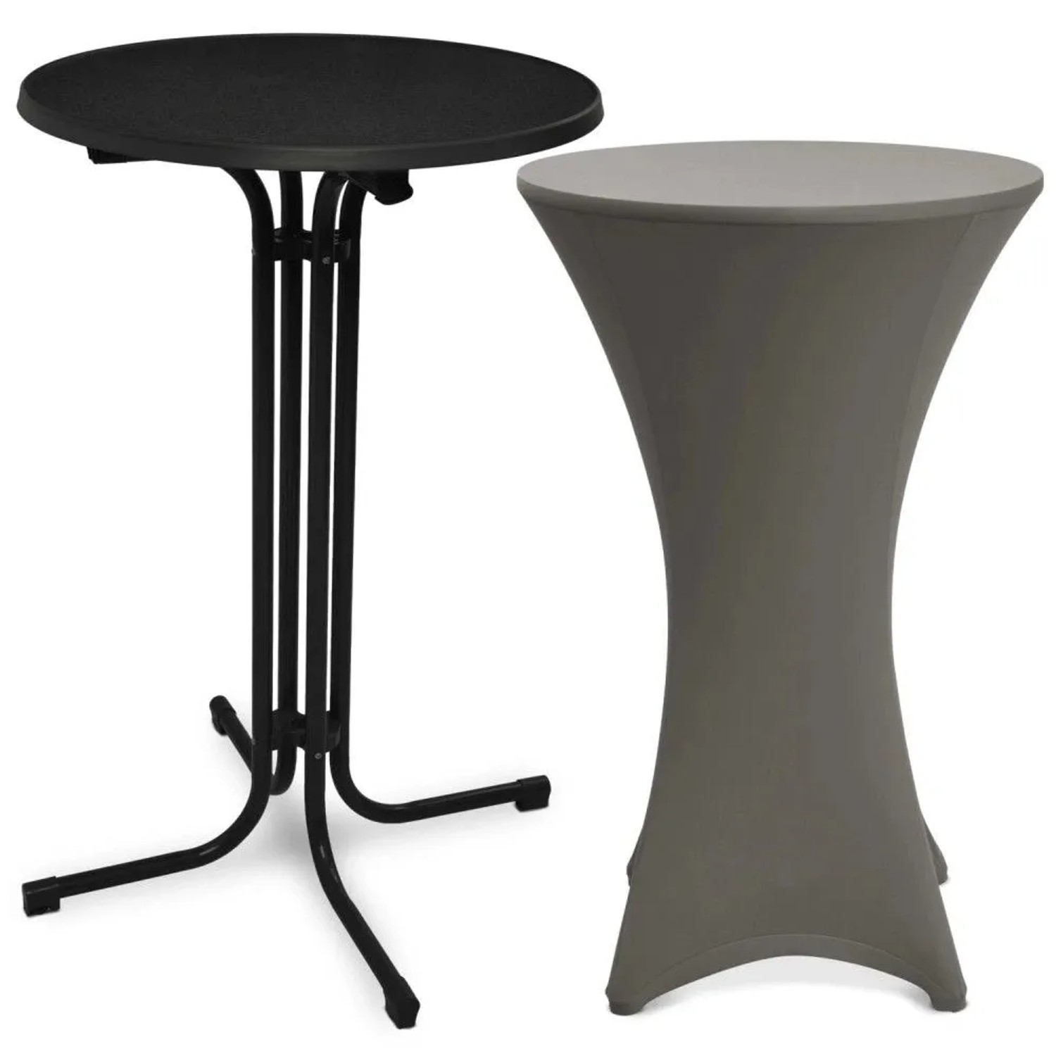 Beautissu Bellini Stehtisch Ø 60cm Schwarz mit Stella Stehtischhusse Ø 60cm Anthrazit
