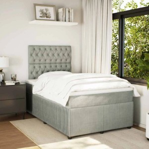 vidaXL Boxspringbett mit Matratze Hellgrau 120x200 cm Samt 3292316