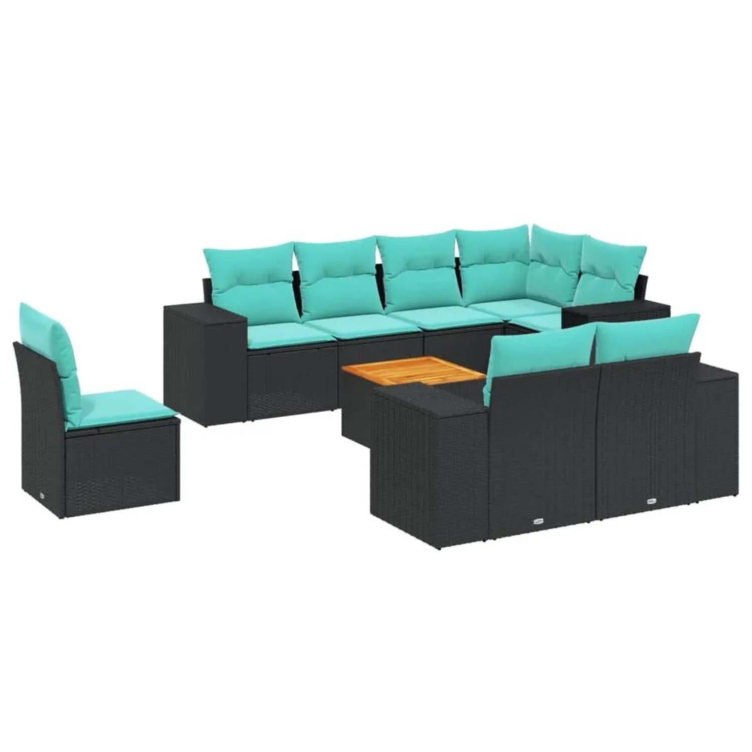 vidaXL 9-Tlg Gartensofa-Set mit Kissen Schwarz Polyrattan 3225539 günstig online kaufen