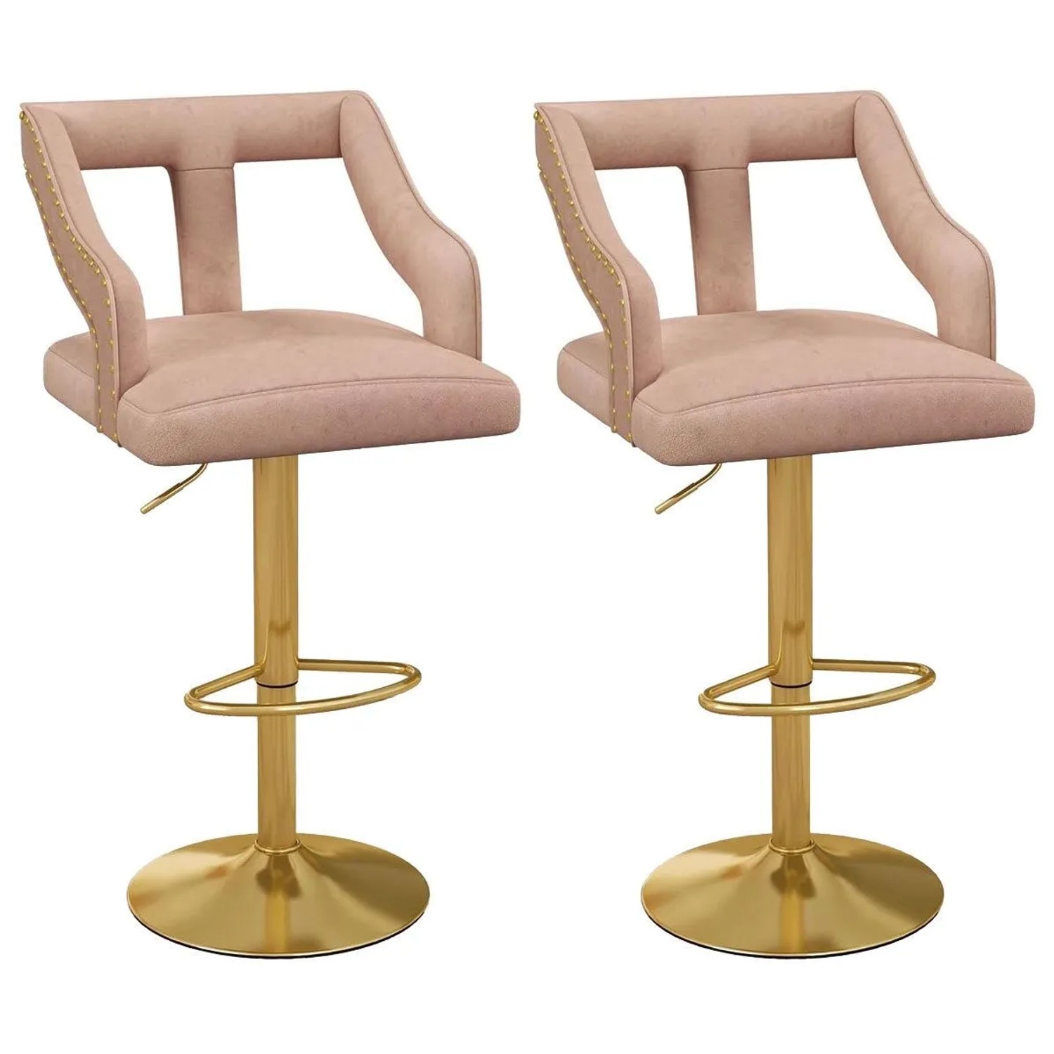 Costway 2er Set Barhocker mit Fußstütze & Rückenlehne Aus Samt Rosa günstig online kaufen