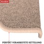 Detailaufnahme: Halbrunde, beige KARAT Stufenmatte London Pro mit geketteltem Rand.