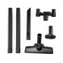 Einhell Power X-Change Akku-Handstaubsauger Zubehör: Verlängerungsrohre, Bodendüse, Fugendüse, Polsterdüse in Schwarz.
