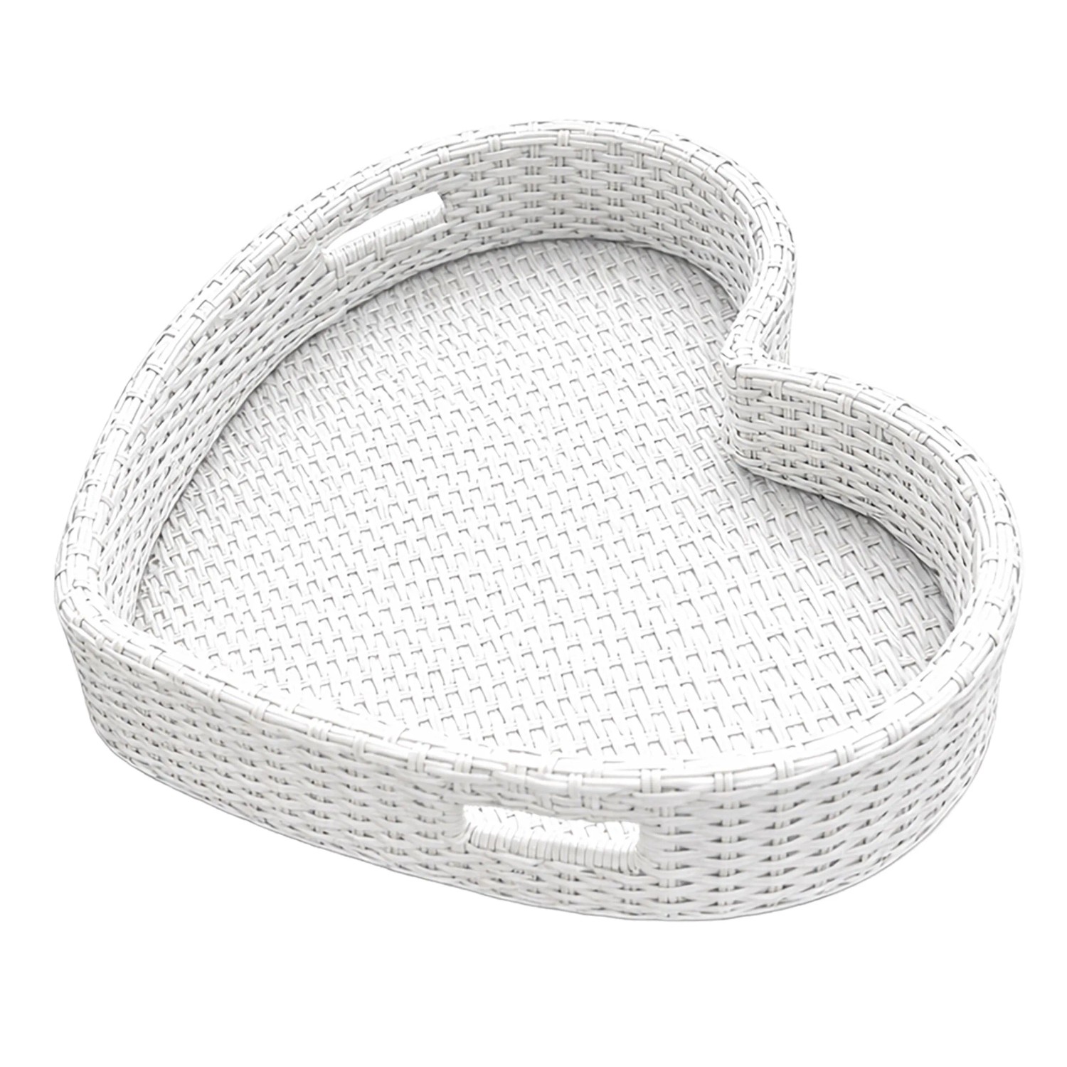 Relaxdays Schwimmtablett Aluminium Rattan Weiß Schwimmfähig Herzförmig 60 cm x 60 cm x 20 cm