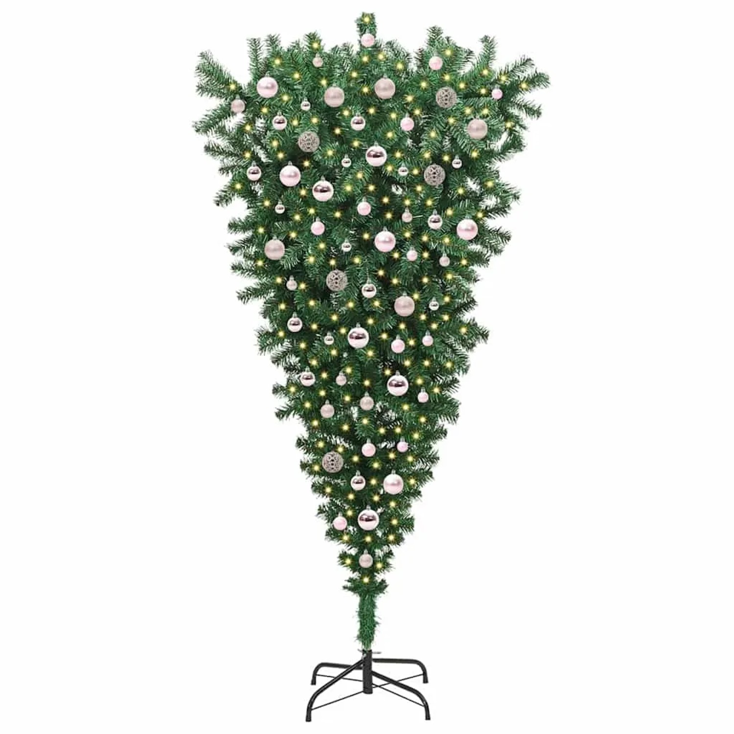 vidaXL Umgedrehter Kunst Weihnachtsbaum mit Kugelset Grün 210 cm PVC 3396875