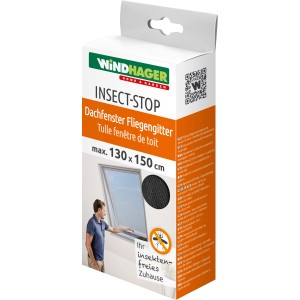 Verpackung Windhager Fliegengitter Plus für Dachfenster, anthrazit, 130x150cm. Insektenschutz für Zuhause.