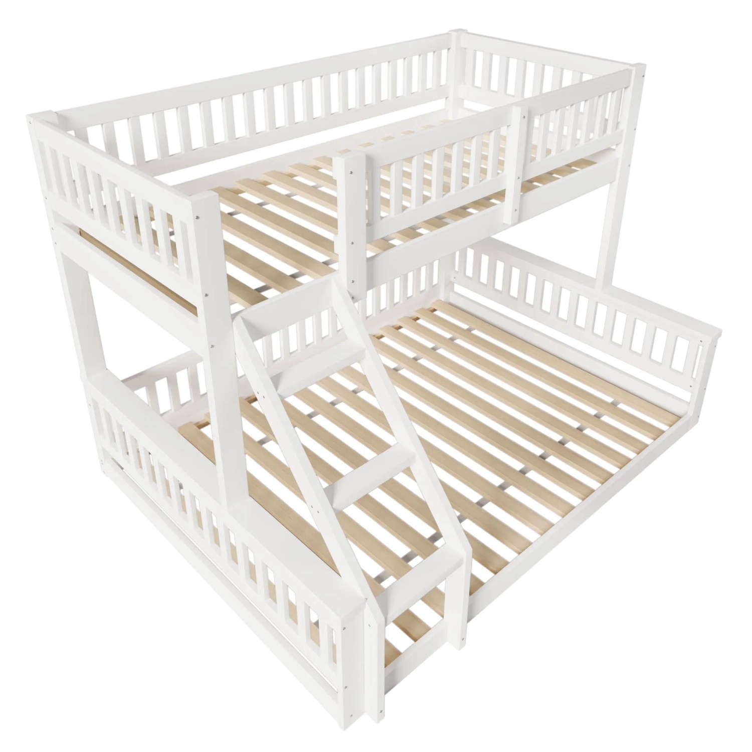 Okwish Etagenbett 140x200cm Mit Leiter Und Bettgitter Weiß Ohne Matratze