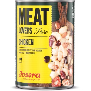 Josera Hunde-Nassfutter Meat Lovers Pure Chicken, 400g Dose mit Hühnerfleisch.