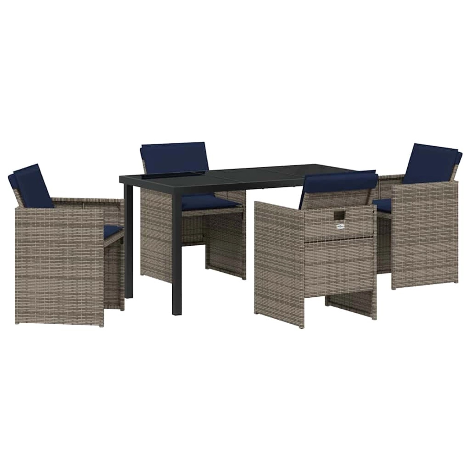 vidaXL Garten Essgruppe mit Kissen Falten 5-Tlg Grau Poly Rattan 3379969 günstig online kaufen