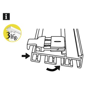 Gardinia Deckenclip für 3-läufige Flächenvorhangschiene, Montageanleitung.